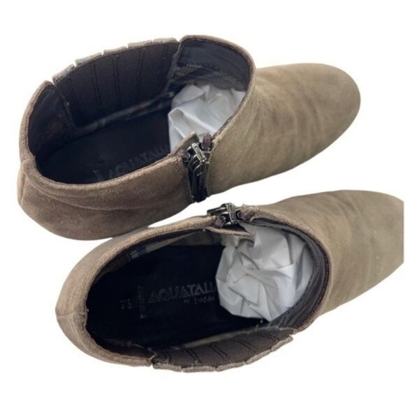 Aquatalia Suede Heeled Ankle Bootie Fallyn Taupe - Picture 7 of 10